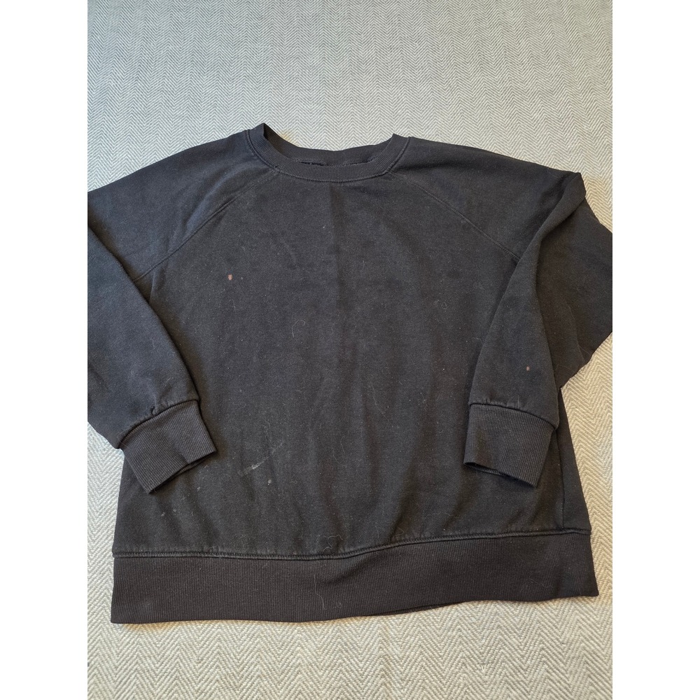 Athletic Works Fleece Sweatshirt Kids Boys M 8-10 Black Raglan Sleeve Crew Neck